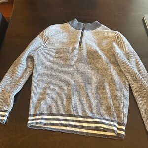 Cat & Jack Boy’s Gray Zip-Up Sweater with Striped Hem